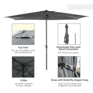 Outsunny Aluminium Parasol 2.58m