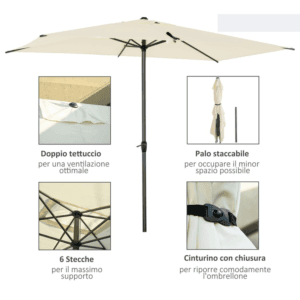 Outsunny Aluminium Parasol 2.58m