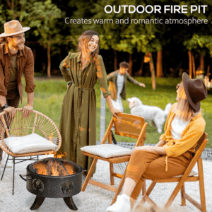Outsunny Fire Pit w/ Screen Cover
