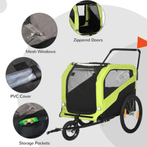 Pawhut 2-in-1 Bike Trailer Dog Stroller