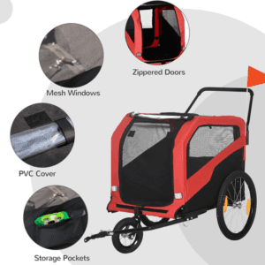 Pawhut Pet Stroller 2-in-1 Bike Trailer