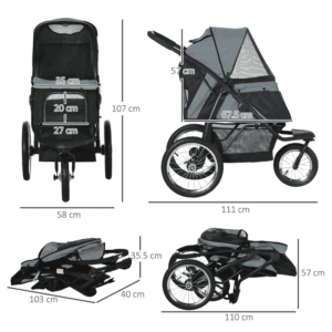 PawHut 3 Wheel Dog Stroller Grey