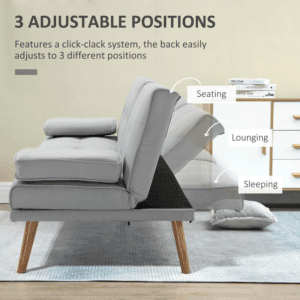 Homcom 3 Seater Sofa Bed Scandi Style