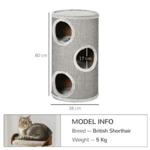 PawHut Cat Barrel Tower Covered w/ Sisal