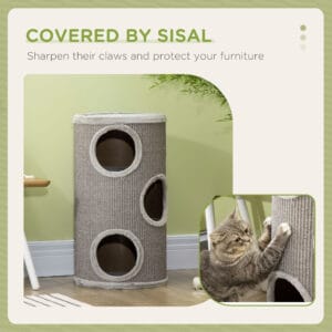 PawHut Cat Barrel Tower Covered w/ Sisal