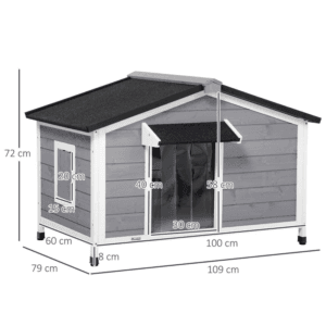 PawHut Dog Kennel Large Wooden Grey