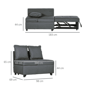 Homcom Sofa Bed Folding w/ Pillows