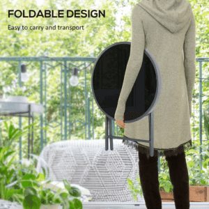 Outsunny Round Side Table w/ Imitation Marble