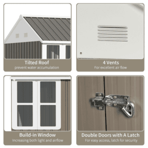 Outsunny Metal Shed w/ Window Grey