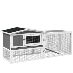 PawHut Rabbit Hutch and Run w/ Tray
