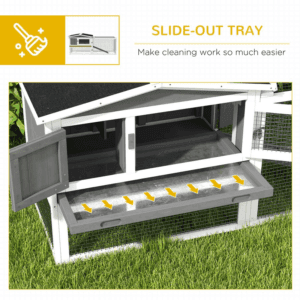 PawHut Rabbit Hutch and Run w/ Tray