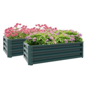 Outsunny Planter Box Steel Set of 2 Green