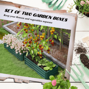 Outsunny Planter Box Steel Set of 2 Green