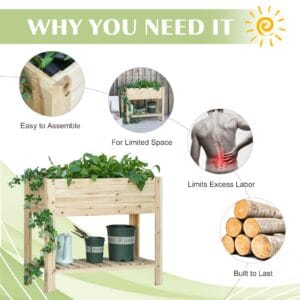 Outsunny Wood Planter 100x40x84cm