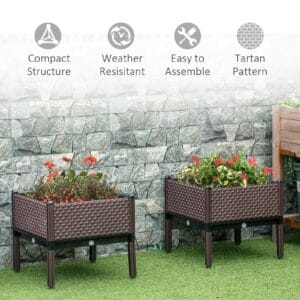 Outsunny Elevated Planter Box Set of 2 Outsunny Elevated Planter Box Set of 2