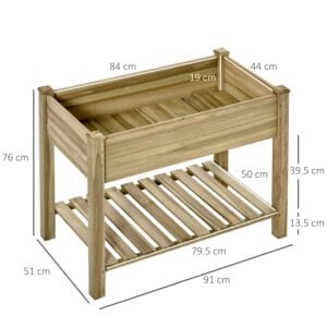 Outsunny Elevated Wooden Planter Box
