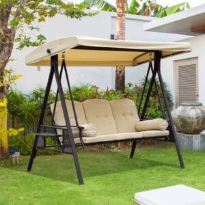 Outsunny Steel Swing Chair Beige