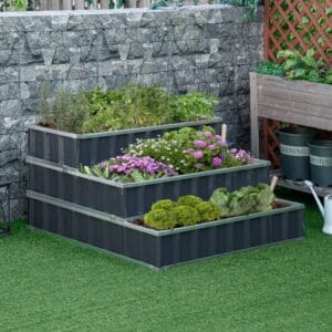 Outsunny 3 Tier Raised Planter Box Grey