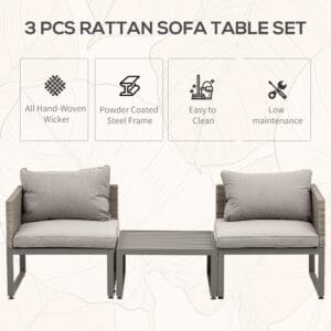 Outsunny 3-in-1 Coffee Table Lounger Outsunny 3-in-1 Coffee Table Lounger