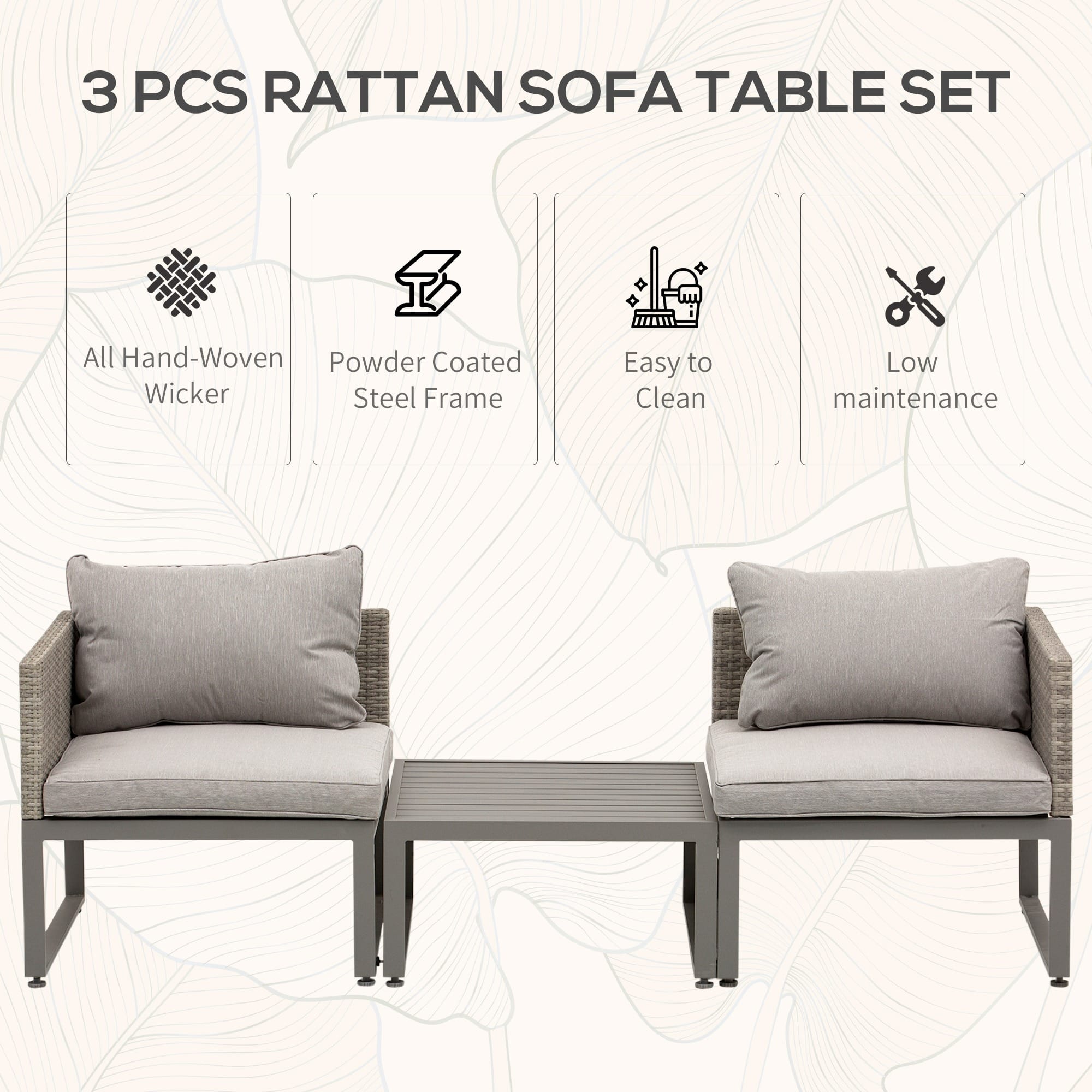 Outsunny 3-in-1 Coffee Table Lounger Outsunny 3-in-1 Coffee Table Lounger