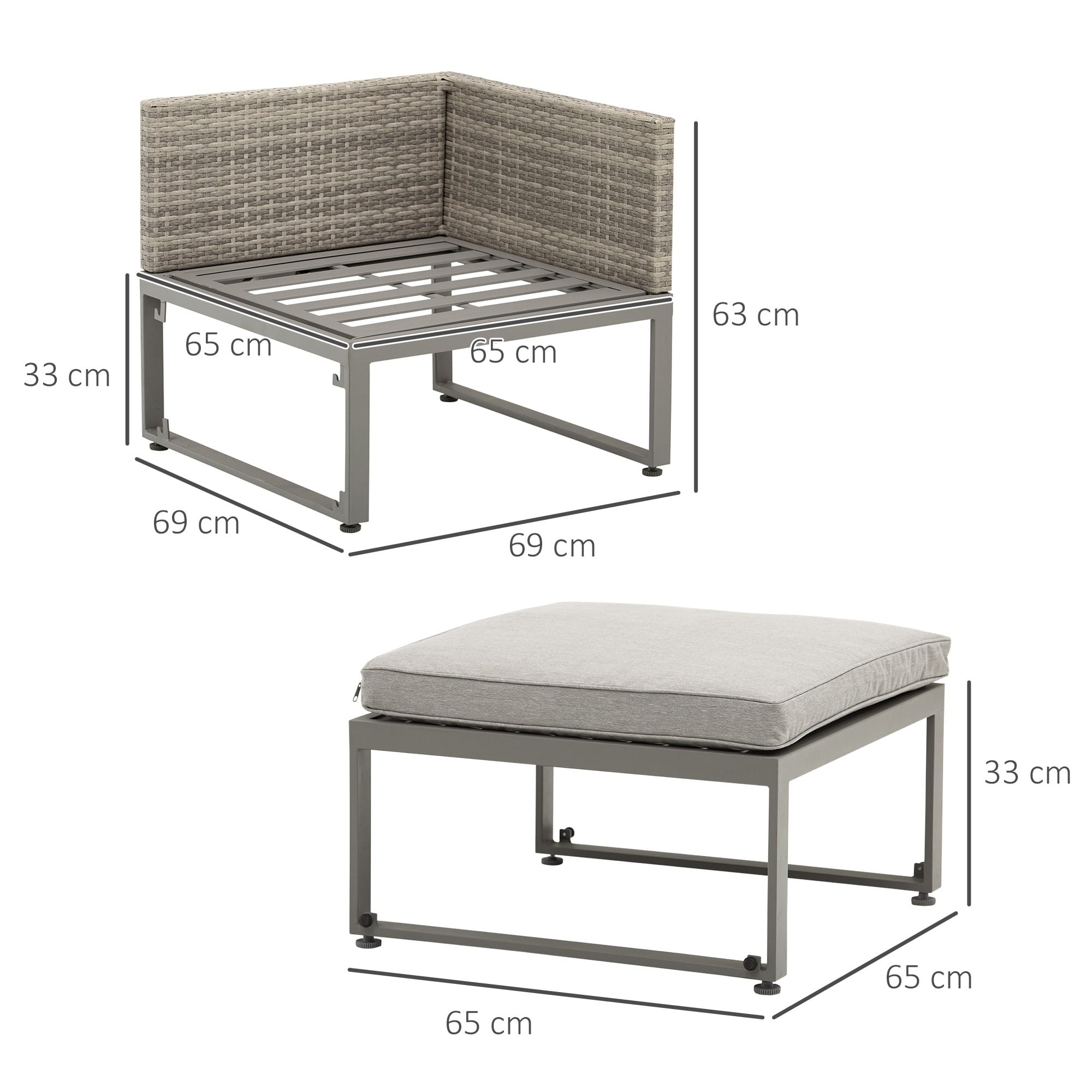 Outsunny 3-in-1 Coffee Table Lounger Outsunny 3-in-1 Coffee Table Lounger