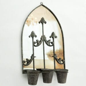 MSL 60cm Rusty Wall Mirror with Triple Planter MSL 60cm Rusty Wall Mirror with Triple Planter