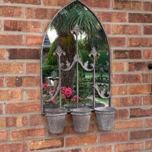 MSL 60cm Rusty Wall Mirror with Triple Planter MSL 60cm Rusty Wall Mirror with Triple Planter
