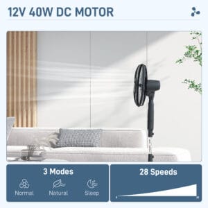 Homcom Standing Fan 12V DC w/ Oscillation