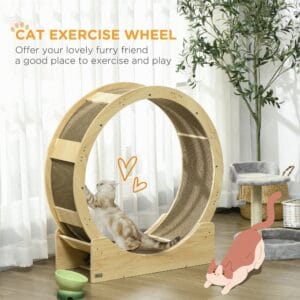 PawHut Cat Wheel with Brake Scratching Pads