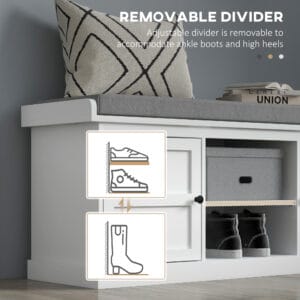 Homcom Shoe Storage Bench w/ Cushion White