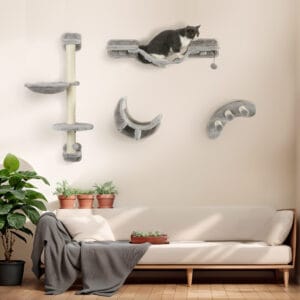 PawHut 4pcs Cat Wall Furniture with Hammock