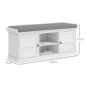 Homcom Shoe Storage Bench w/ Cushion White