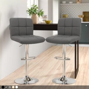 Bar Stool Faux Leather w/ Chrome Leg