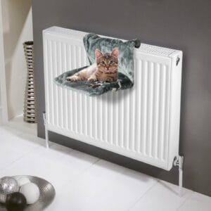 Cat Radiator Bed Grey w/ Paw Print