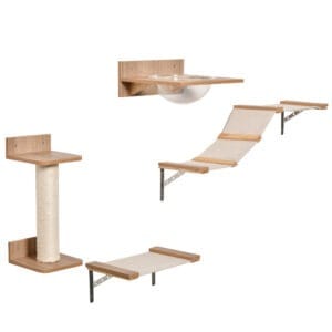 Pawhut 4pc Cat Wall-mounted Shelf Set