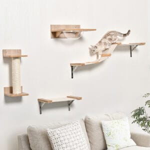 Pawhut 4pc Cat Wall-mounted Shelf Set