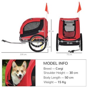 PawHut Dog Bike Trailer Carrier Red