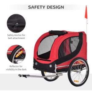 PawHut Dog Bike Trailer Carrier Red