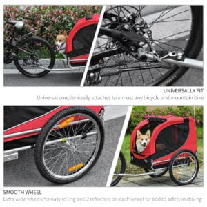 PawHut Dog Bike Trailer Carrier Red