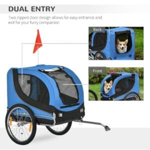 Pawhut Dog/Cat Bike Trailer Black & Blue
