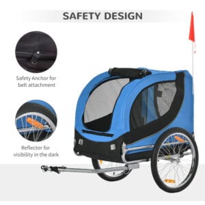 Pawhut Dog/Cat Bike Trailer Black & Blue