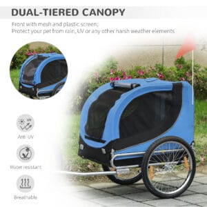 Pawhut Dog/Cat Bike Trailer Black & Blue