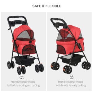 Dog Stroller No-Zip Travel Carriage