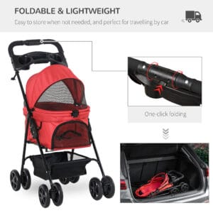Dog Stroller No-Zip Travel Carriage