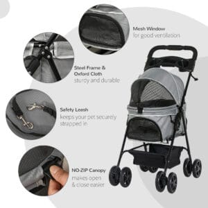 Pet Stroller Foldable Travel Carriage