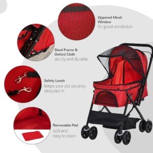 Dog Stroller Travel Carriage,