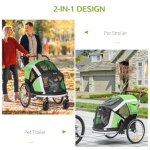 Pawhut Bicycle Trailer 2-in-1 Pet Stroller