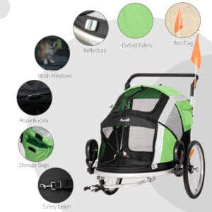 Pawhut Bicycle Trailer 2-in-1 Pet Stroller