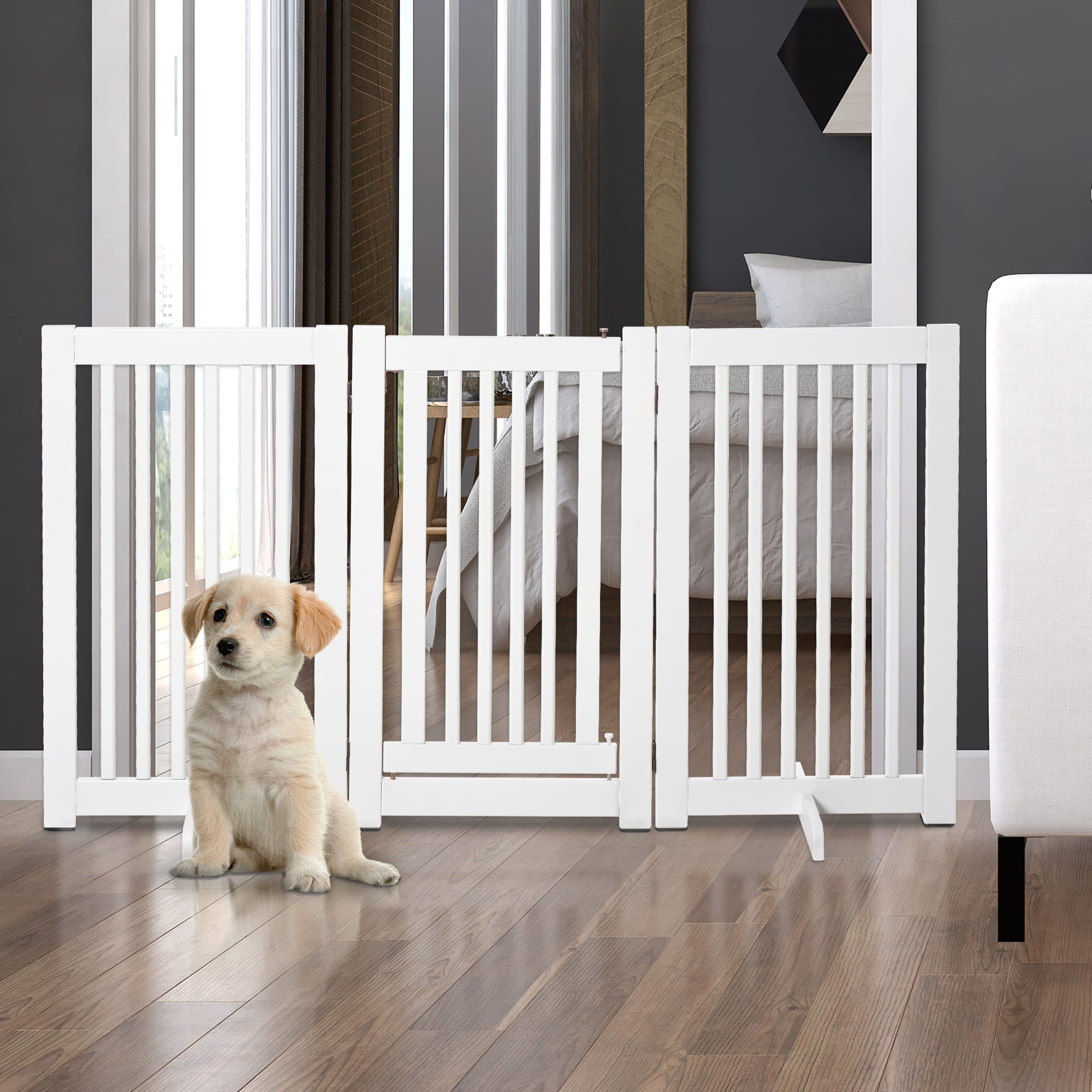 PawHut MDF Dog Gate Step over Panel Fence PawHut MDF Dog Gate Step over Panel Fence