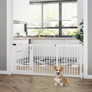 Pawhut Wooden Pet Gate w/ Lockable Door